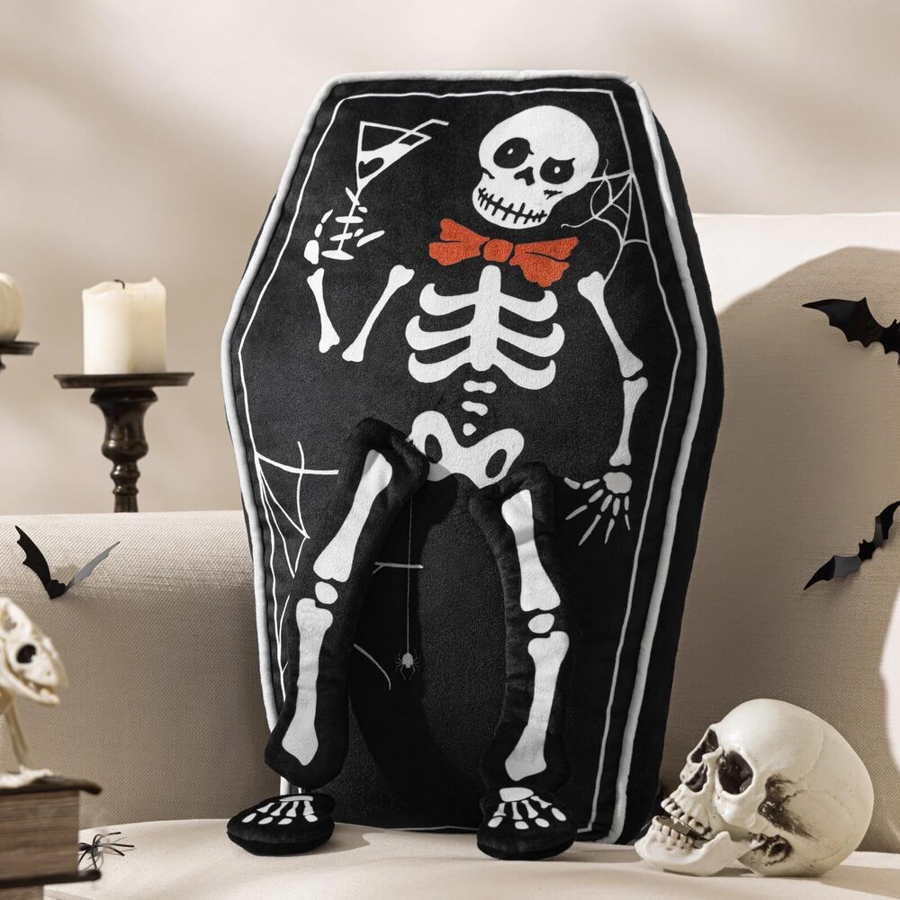 2307 Happy Halloween Shaped Throw Pillow, Coffin Shaped Throw Pillow